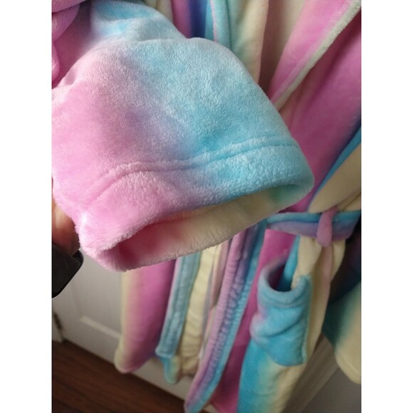 Rongtai Woman L Rainbow Unicorn Plush Pocket Long Robe Long Sleeve Casual Lounge - Picture 5 of 8